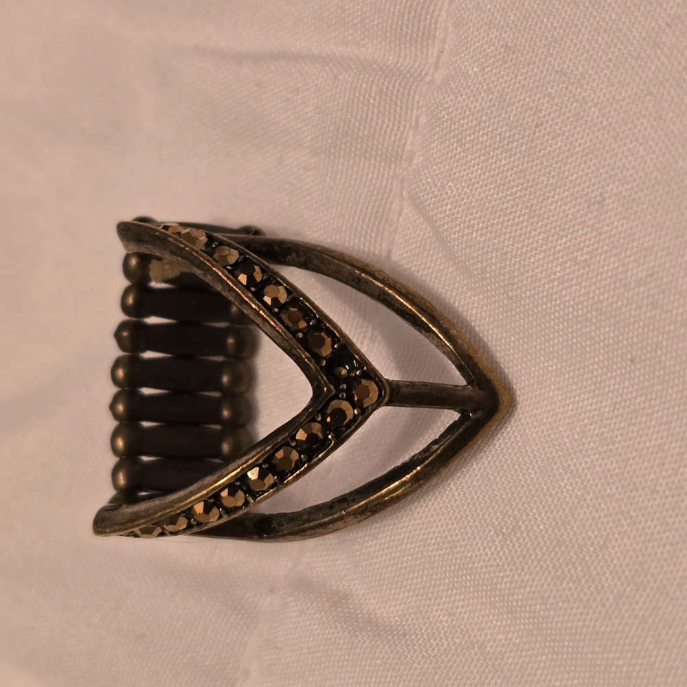 Gold Chevron Ring with Textured Finish